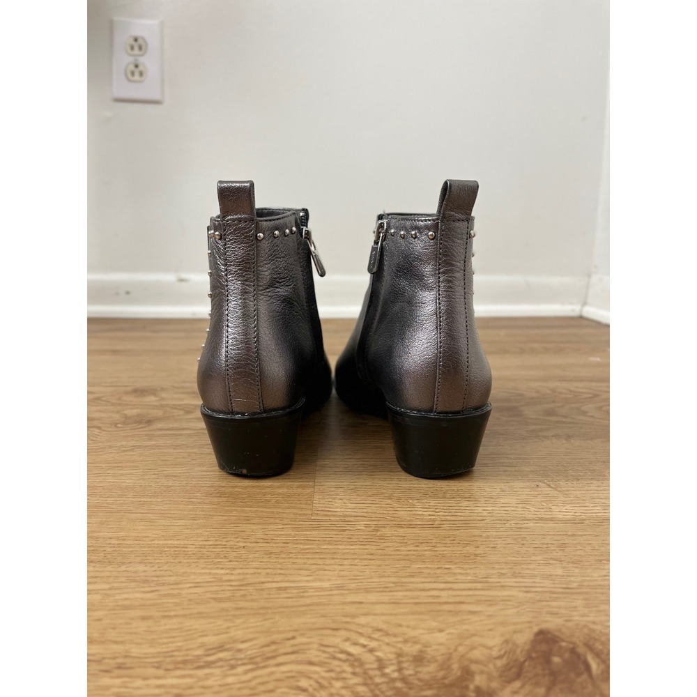 Vionic Edgy Lexi Ankle Booties Womens 6 Pewter Metallic Leather Studded‎ Zip - Picture 4 of 10